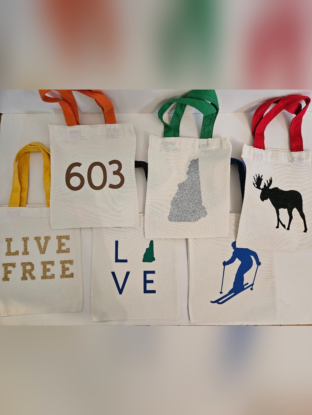 Set Of 6 NH inspired Small Tote Bags!